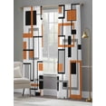 thumbnail image 3 of Retro Middle Sheer Curtains 96 inches Long 2 Panels Set Ages Abstract Geometric Orange Black Square Tiers Sheers Rod Pocket Small Window Short Curtains for Kitchen Cafe, Each 52" W x 96" L, 3 of 7