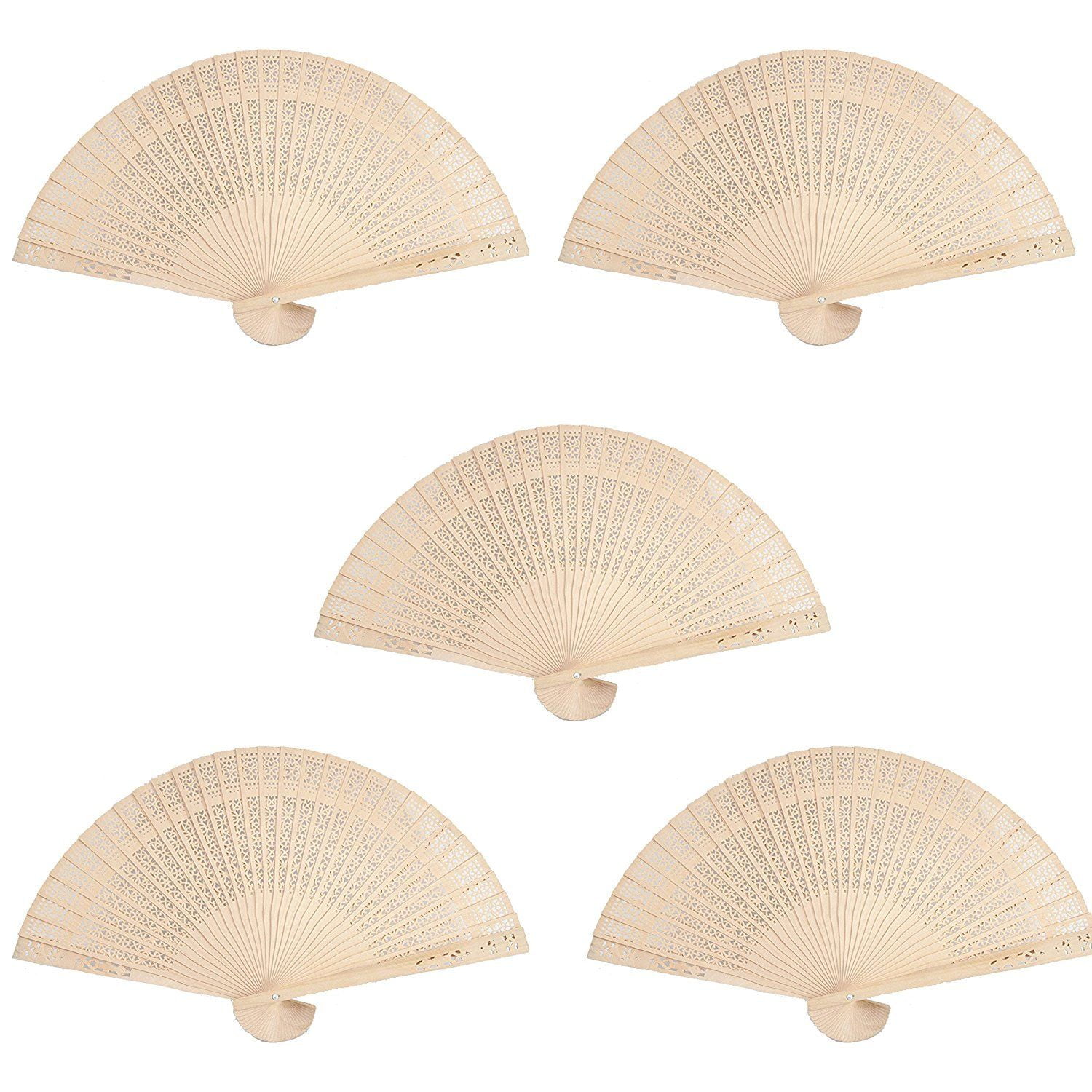 XXXXX Set of 5 Traditional Style Chinese Japanese Wooden Folding Hand Pocket Fans