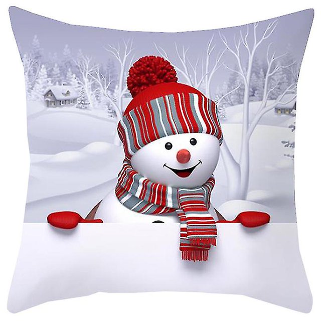 Funda de almohada navideña con muñeco de nieve, funda de cojín cuadrada de Navidad, decoración del hogar