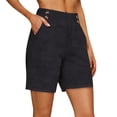 thumbnail image 1 of Timegard Summer Shorts for Women Pull on Button High Waist Straight Leg Lightweight Casual Work Shorts with Pockets, 1 of 5