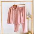 thumbnail image 2 of Pajamas Sets for Women 2Pc Long Sleeve Soft Long Sleeve Pajamas for Women Button Down Loungewear Set with Pockets, 2 of 8