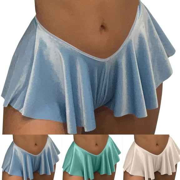 Agkizg Plus Size Womens Panties,Breathable Underwear for Ladies' Solid Color Low Waist Hem Short Skirt Underwear