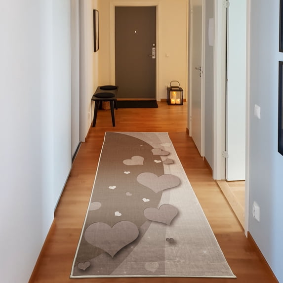 Love Decorative Rug, Valentines Day Romance Art with Hearts Stars Wedding Happiness Theme, Quality Carpet for Bedroom Dorm and Living Room, 6 Sizes, Pale Chocolate, by Ambesonne
