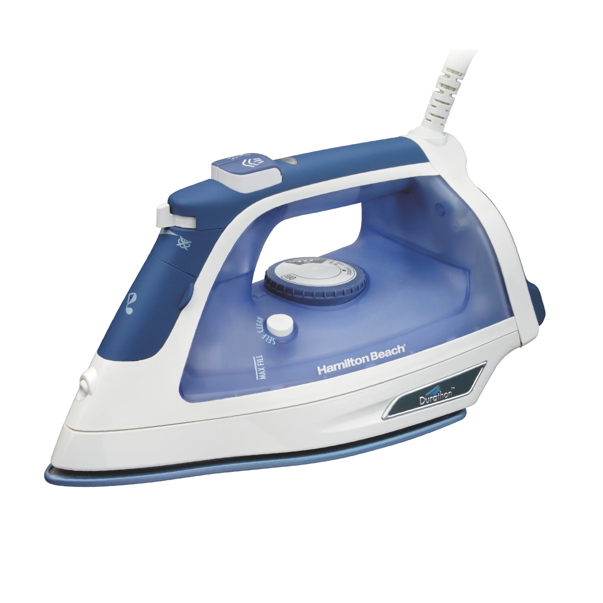 Hamilton Beach Durathon Steam Iron for Clothes, Nonstick Soleplate, Auto Shut-Off, 1500 W, White