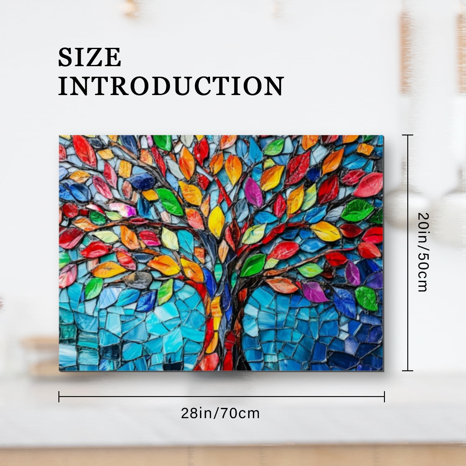 Square Cover for Stove Top Electric Flat Top, Modern Colorful Tree Glass Stovetop Cover, Foldable Decorative Cooktop Mat for Kitchen RV (28×20 Inch)