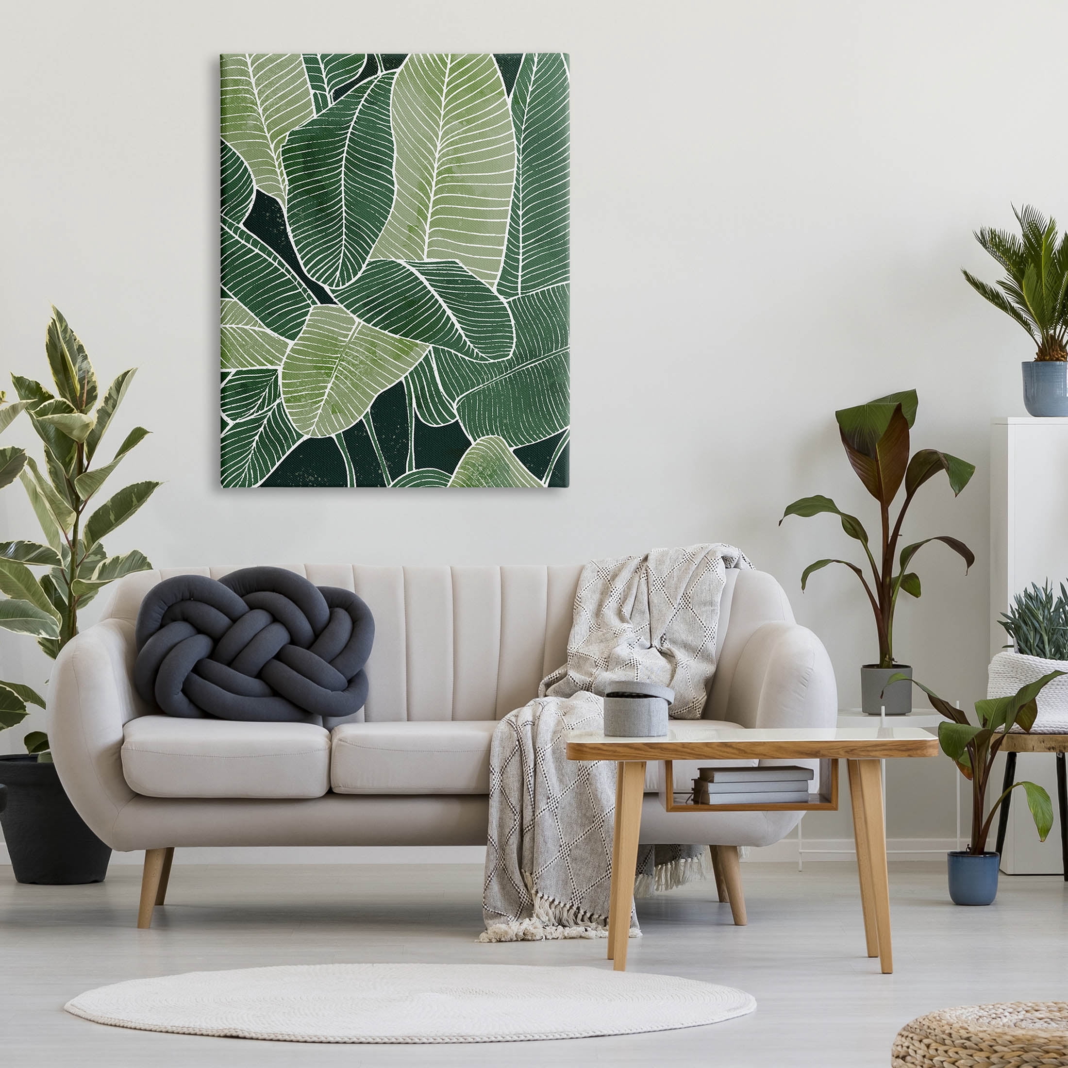 Tropical Jungle Nature Leaves Botanical & Floral Graphic Art Gallery Wrapped Canvas Print Wall Art
