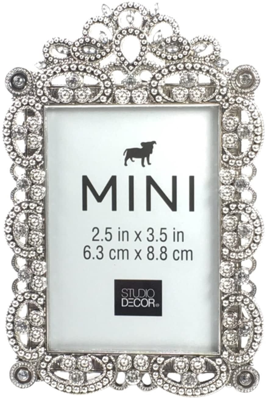 Bejeweled Silver Tone Metal Mini Picture Frame 2 5 X 3 5 Walmart Com