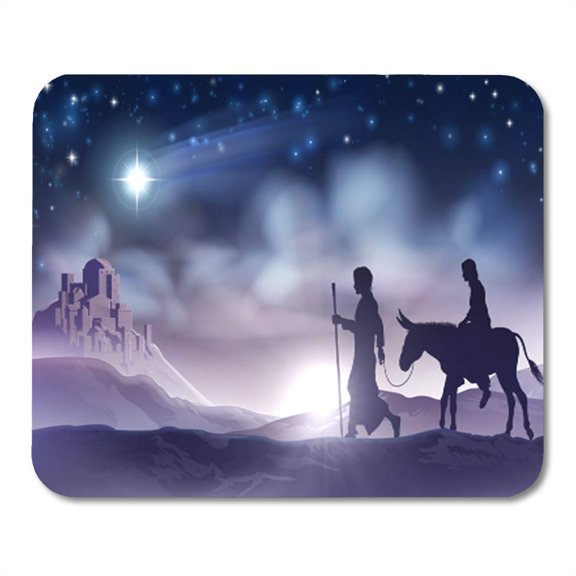 SIDONKU Nativity Christmas of The Virgin Mary and Joseph with Donkey on Their Journey Mousepad Mouse Pad Mouse Mat 9x10 inch