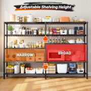 68.9 Wide Storage Shelves Heavy Duty Wire Shelving Unit 72.4 Tall Metal Shelves for Storage Rack 5 Tier Adjustable Garage Shelving 1500Lbs Steel Shelves for Pantry Kitchen Basement,Black