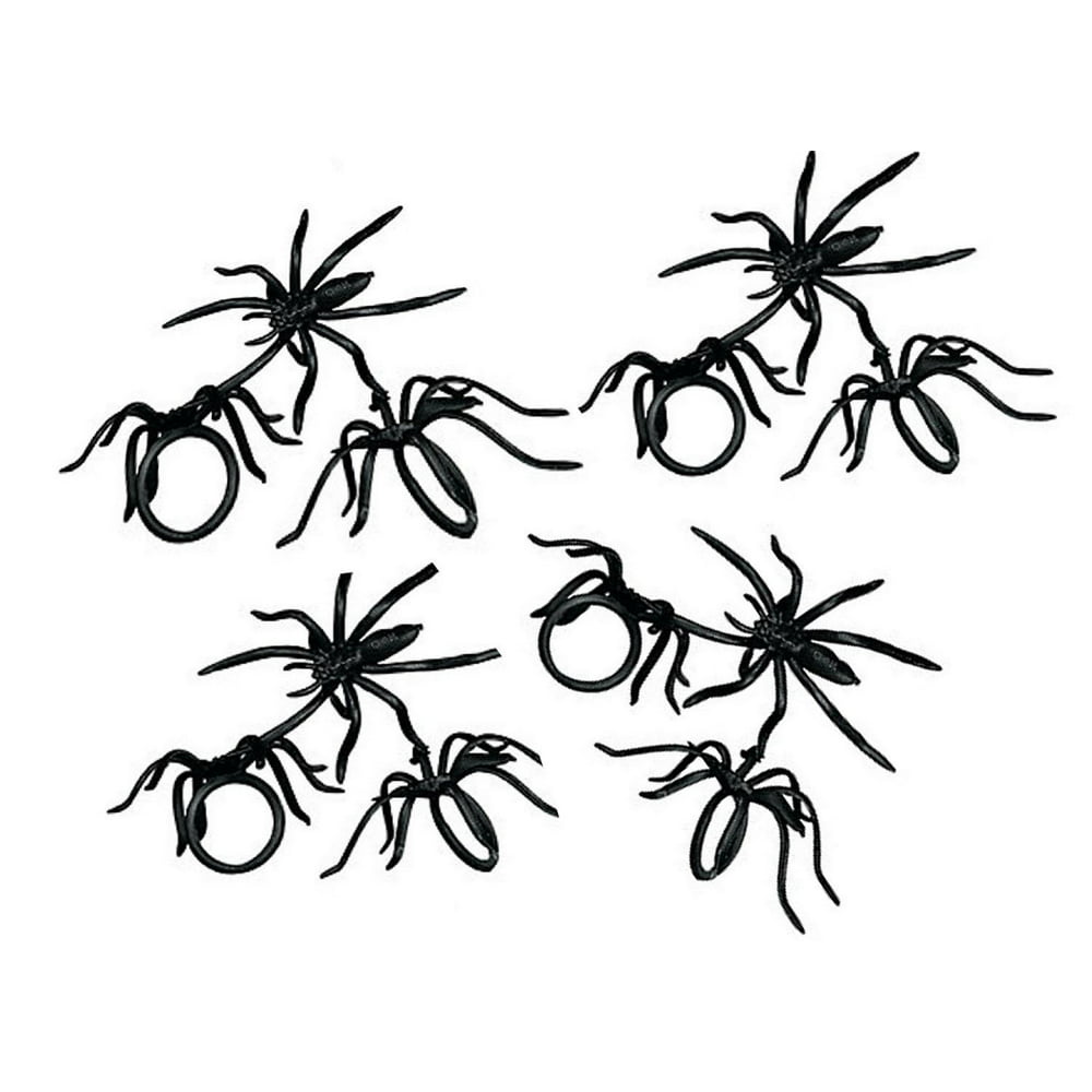Black Plastic Spider Rings Halloween Party Favors Loot