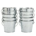 10 Pack Small Metal Buckets for Party Favors, Tiny Galvanized Silver