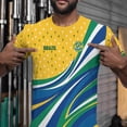 thumbnail image 2 of 2026 Soccer Cup Dynamic Jersey for Men, Short Sleeve Crew Neck Athletic Tee with National Team Pattern & Ball Graphic for Match Day & Training Yellow 24, 2 of 7