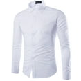 thumbnail image 2 of Kddylitq Men’s Muscle Fit Dress Shirts Athletic Slim Fit Long Sleeve Stretch Wrinkle-Free Casual Button Down Shirt White L, 2 of 3