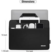 iBenzer Laptop Sleeve Bag for 13 13.3 14 inch MacBook Air/MacBook Pro/HP/Asus/Acer/Samsung/Dell Notebook, Carrying Case with Pockets, Trolley Belt & Carrying Handle, Black, W-SLD13-BK