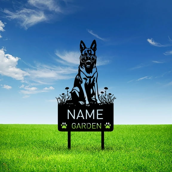 Custom Belgian Malinois Metal Memorial Garden Stake Personalized Pet Grave Marker Name Sign Remembrance Stake Decor Dog Loss
