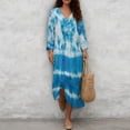 thumbnail image 4 of DISNIMO Tie Dye Printed Maxi Dresses for Women Casual Loose Dress Lightweight V Neck Dress 3/4 Sleeve Shift Dresses Fashion Fall Outfits, 4XL, 4 of 6
