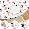thumbnail image 4 of White Cow Heart Pattern Round Fitted Tablecloth with Elastic Edge,Dining Table Cover Waterproof,Outdoor Round Tablecloth for Camping,Dining,Indoor and Outdoor, 4 of 7