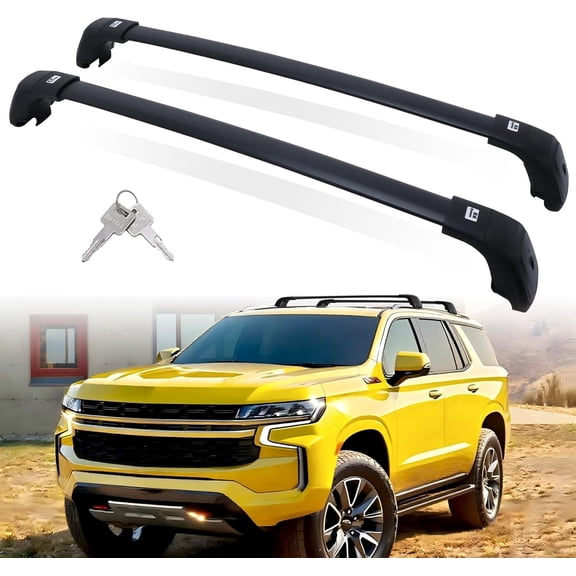 HRT 330 lb Lockable Roof Rack Cross Bars Fit for 2021-2026 Chevrolet Tahoe, Chevy Suburban, GMC Yukon & Yukon XL, Cadillac Escalade ESV, for Cargo Carrier, Bikes, Canoe, Surfboards