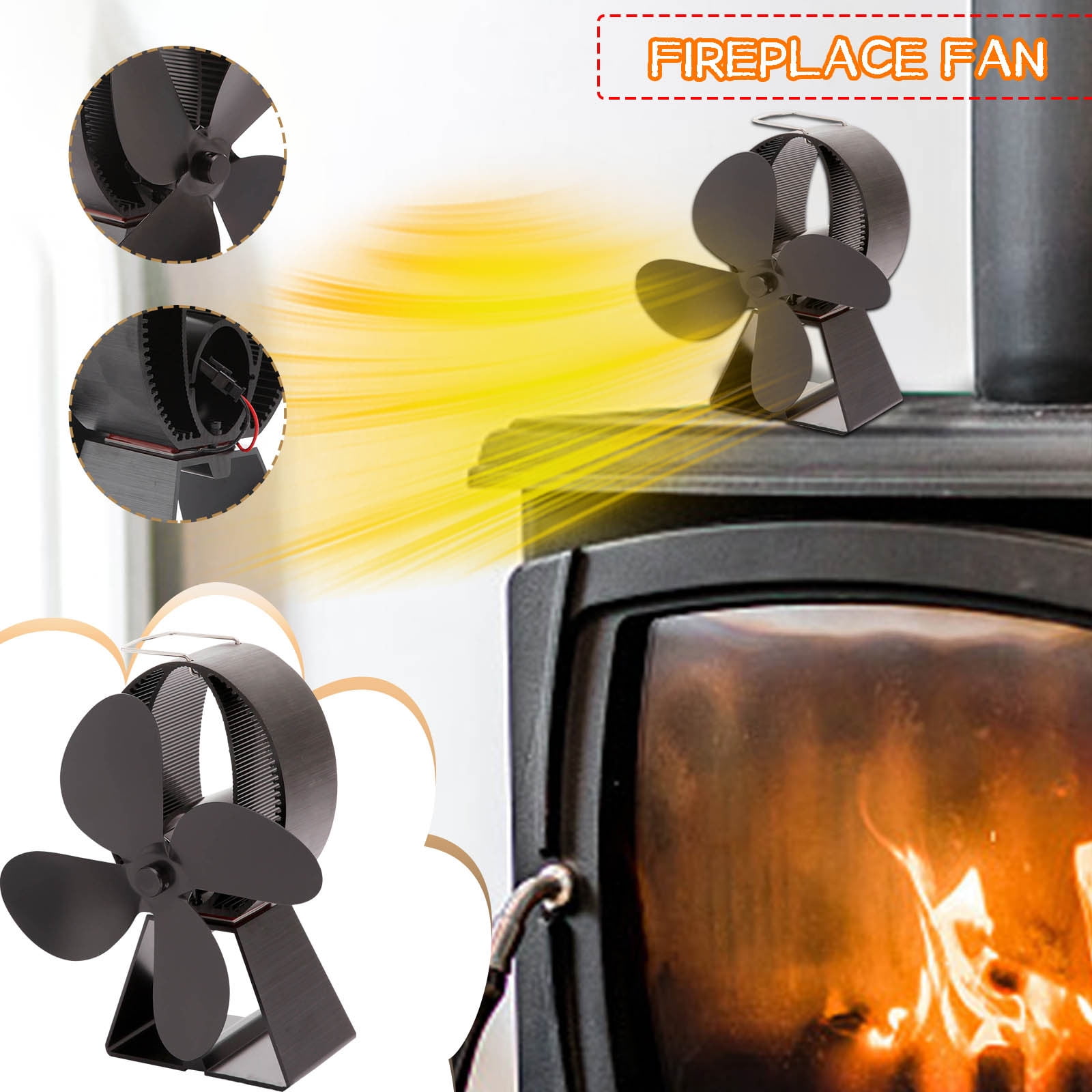 XZNGL Stove Fan Wood Stove Fans Fireplace Fan Heat Powered Fan With 4 Blade  | Walmart Canada