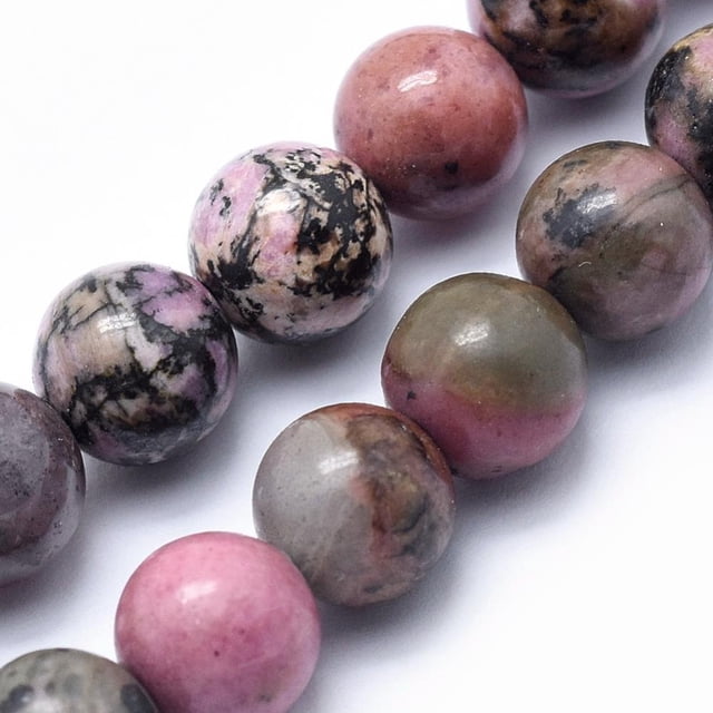 Natural Rhodonite Beads Strands Round 10mm Hole: 1mm about 37pcs/strand 15.3 inch(39cm)