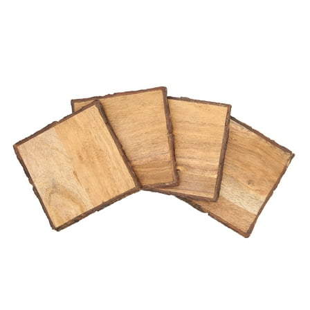 Kamenstein 4 Piece Square Acacia Bark Coaster Set