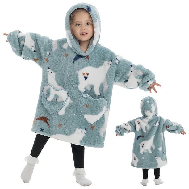 Daruoand Blanket Hoodie Oversized Soft Wearable Blanket with Sleeves