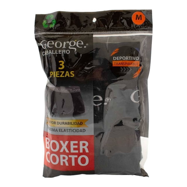 Bóxer George para Hombre, de Microfibra Corto Negro 3 Piezas Talla CH Negro Talla CH