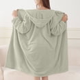 thumbnail image 4 of QINGFSAP Womens Hooded Bathrobe Long Sleeve Snap Button Front Quick Dry Absorbent Lounge Wear, 4 of 7