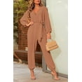 thumbnail image 5 of PRETTYGARDEN Women's Fall Jumpsuits Dressy Casual Pants Romper Spring Long Sleeve V Neck Belt Pockets One Piece Outfits, 5 of 7