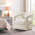 thumbnail image 2 of Furniliving Swivel Accent Chair, Upholstered Barrel Chair with Removable Seat Cushion, Modern Armchair for Living Room Bedroom(White), 2 of 10