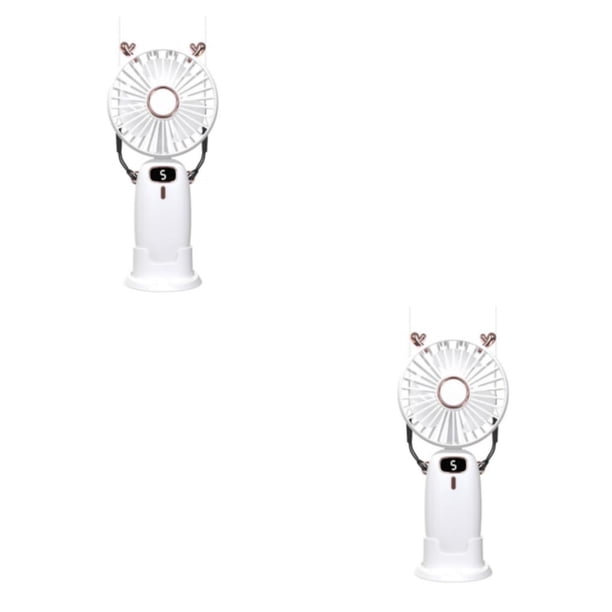 Cateissary ABS PP Ventilador portátil Plegable Animal Ear Pantalla digital Escritorio 5 Gear Neck Hanging Brushless Motor Ventiladores de Blanco Tipo 1 2Conjunto
