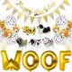 thumbnail image 1 of Dog Birthday Party Supplies, WOOF Balloon Banner, Paw Print Balloons, Happy Birthday Banner Foil Balloons (Gold), 1 of 4