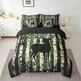 thumbnail image 2 of Manfei Reindeer Wildlife Adult Bedding Comforter Set 7-Piece, Vintage US Flag King Bedding Sets, Green Stripes Geometric Reversible Bed Sheets, Lightweight Room Decor, 2 of 7