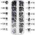 thumbnail image 2 of 660 piezas de diamantes de imitación 3d brillantes negros transparentes para arte de uñas, bricolaje, manualidades, parte trasera plana brillante, juego de piedras de cristal, joyas, decoración d, 2 of 5