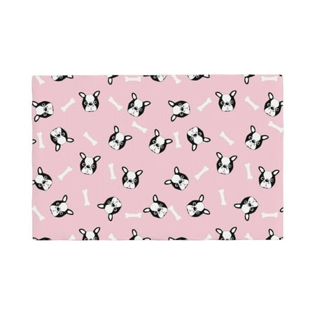 

Placemats Set of 4 Boston terrier dog cute pink Heat Resistant Non - Slip Place mats Waterproof table mat for Kitchen Dining-6片装