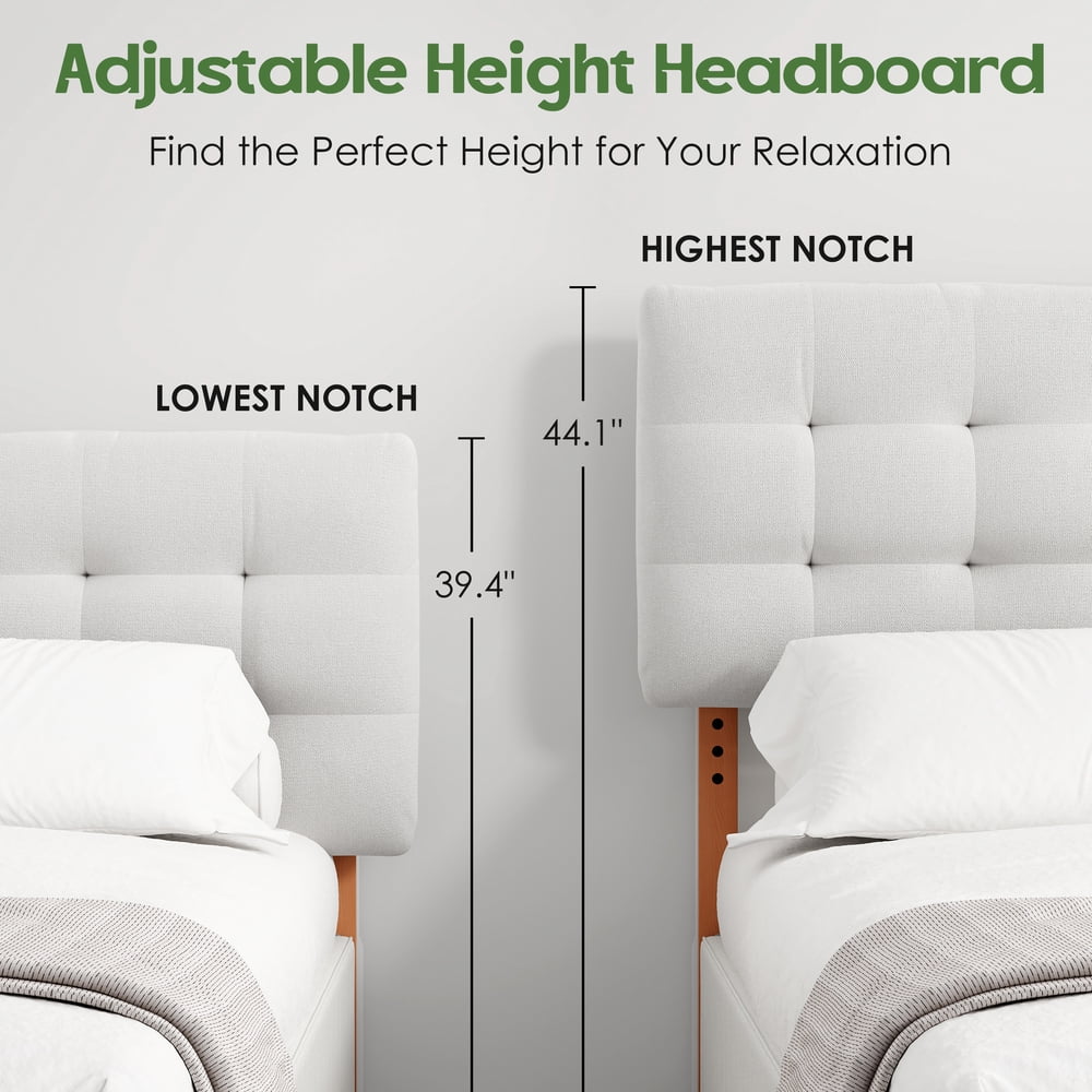 Someet Upholstered Headboard for King Size, Adjustable Height Headboard, Modern Button Tufting Solid Wood Headboard, Beige