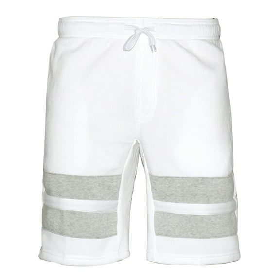 Men's Shorts Two Tone Athletic Workout Fitness Zip Pockets Drawstring Shorts, White, XL