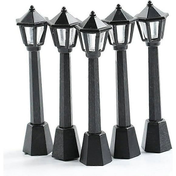 5pcs Mini Street Light Model Lamp Post Lights Outdoor Pathway Lantern Post Christmas Doll