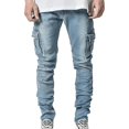 thumbnail image 1 of Men Cargo Combat Denim Pants Skinny Jeans Casual Slim Fit Trousers3XL, 1 of 5