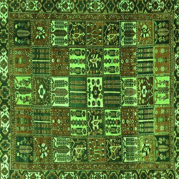 Ahgly Company Indoor Square Persian Green Traditional Area Rugs, 8' Square