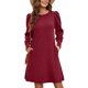 thumbnail image 1 of Vestido de punto para mujer - Vestido túnica informal de manga larga abullonada y cuello redondo para otoño/invierno, 1 of 6