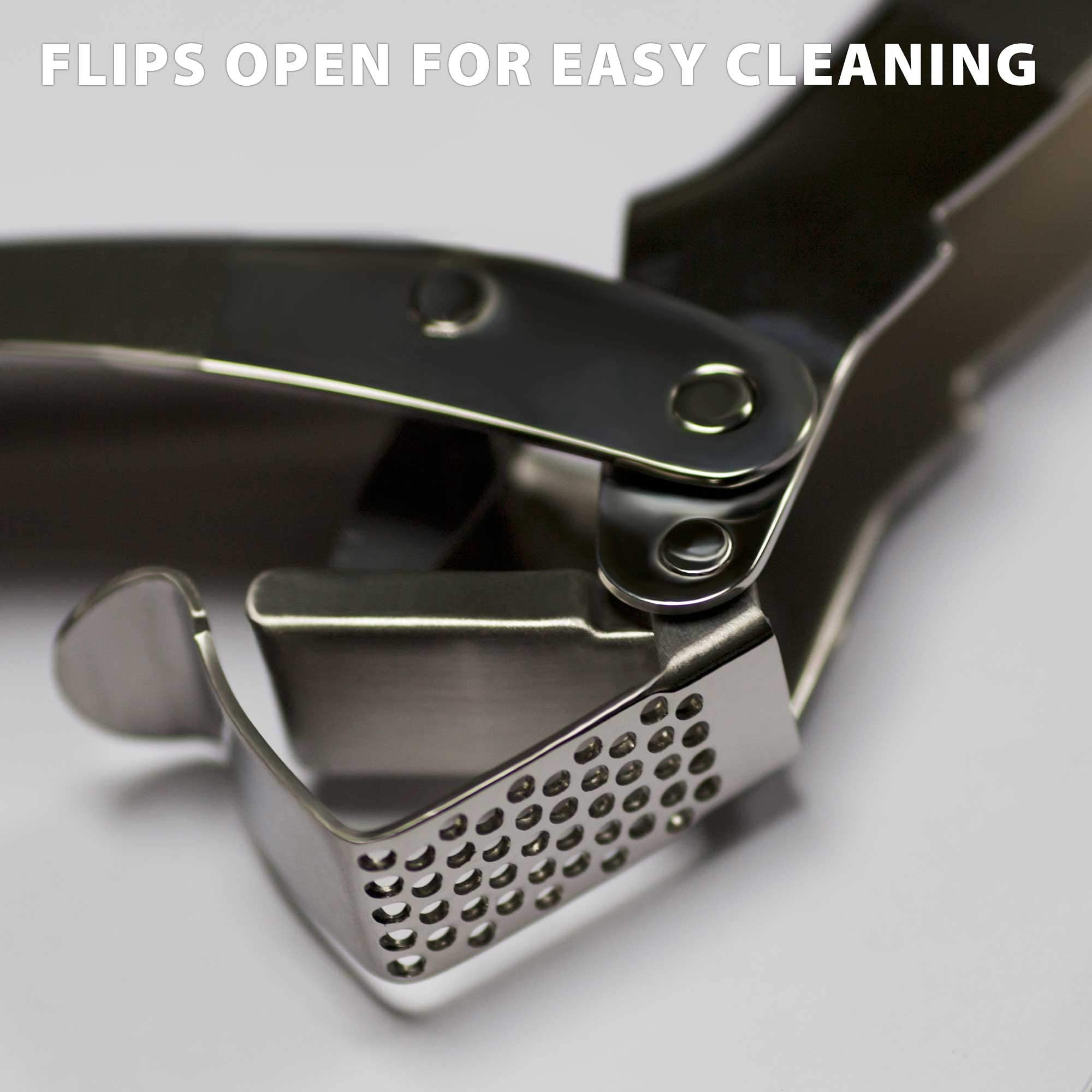 Stainless Steel Garlic Press  Heavy Duty Professional Grade Double Lever-assisted Mincer With High Capacity Reservoir - Easy To Clean And Rust Free