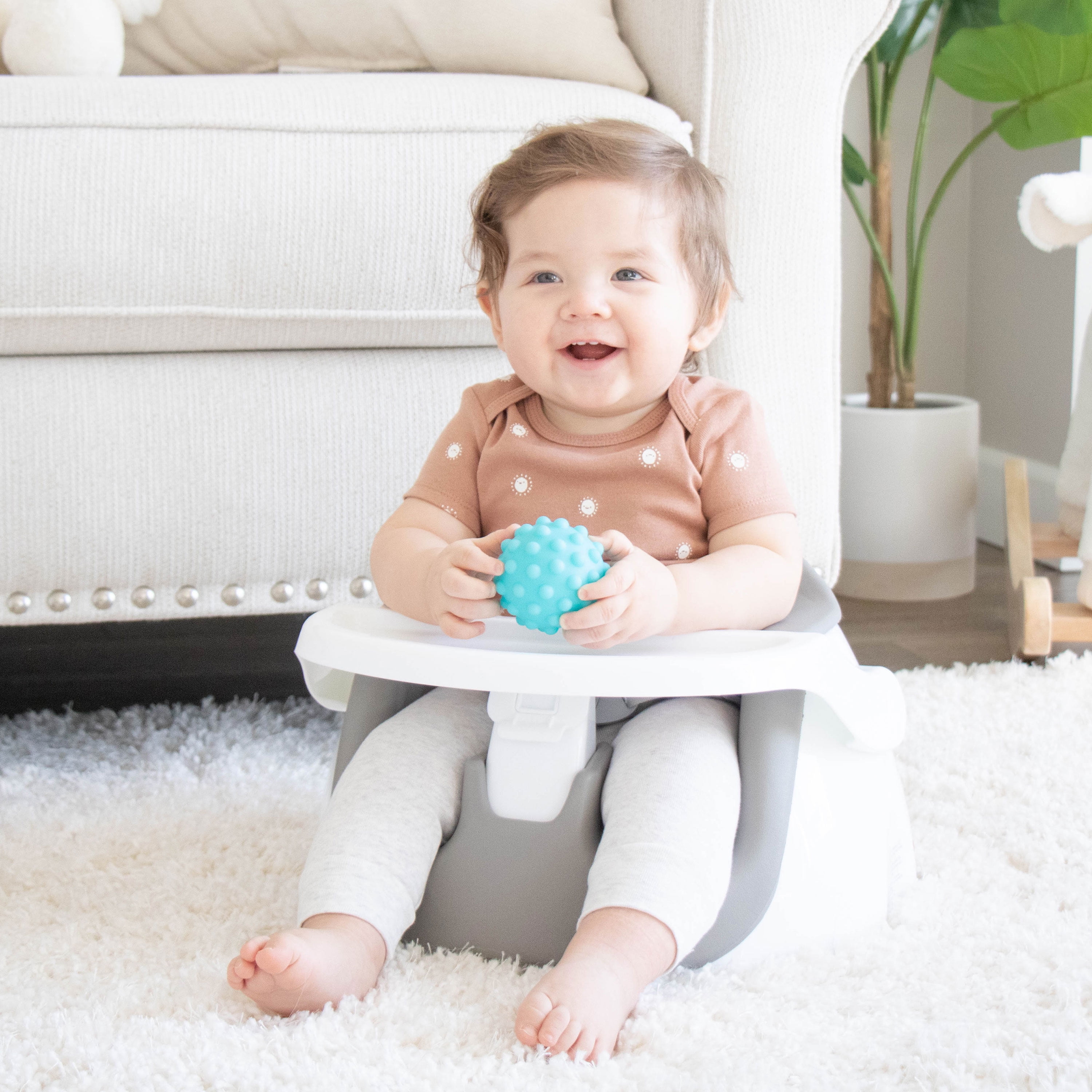 Regalo 2-in-1 Booster Seat and Grow with Me Floor Seat with Removable Feeding Tray, Indoor and Outdoor Activity Chair, Gray