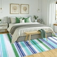 thumbnail image 4 of Wondo 5x8 Machine Washable Rug - Geometric Striped Low-Pile Carpet with Modern Boho Design, Blue for Living Room, Bedroom, Kitchen & Office, 4 of 8