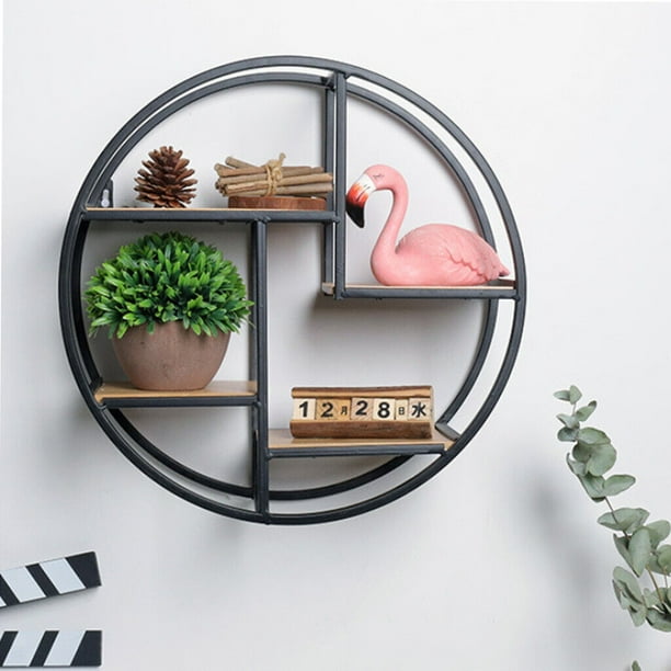 Black Iron Metal Wall Mounted Shelf Display Chic Floating Storage Unit
