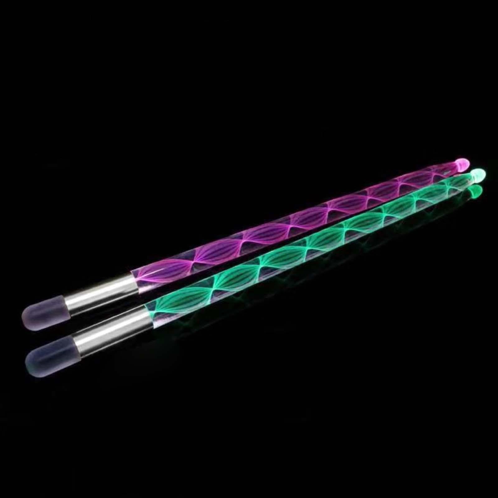 LeeQinersw 2Pcs Light up Drum Sticks 13 Color Changing Anti Drumsticks Portable Glow in The Silver