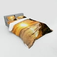 thumbnail image 3 of Ambesonne Tropical Bedding Set 3 Pcs, Sunset on Sands Beach, Twin, Orange Green Pink, 3 of 3
