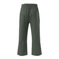 thumbnail image 7 of Petite Capris Pants for Women Drawstring Elastic Waist Cotton Linen Cropped Trousers With Pockets Summer Loose Straight Army Green L, 7 of 7