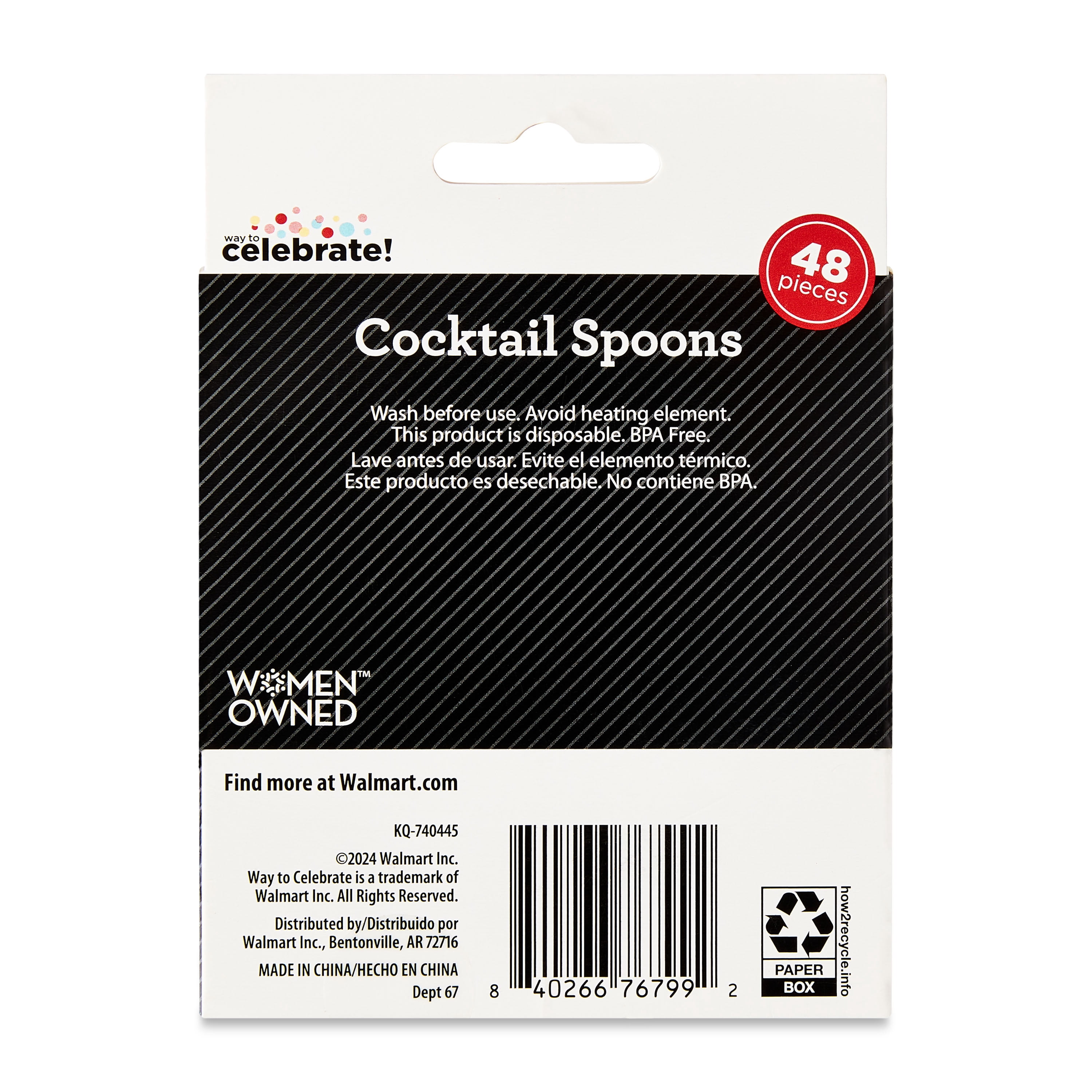 48 Count, 4 IN Clear Plastic Cocktail Spoons, by Way To Celebrate