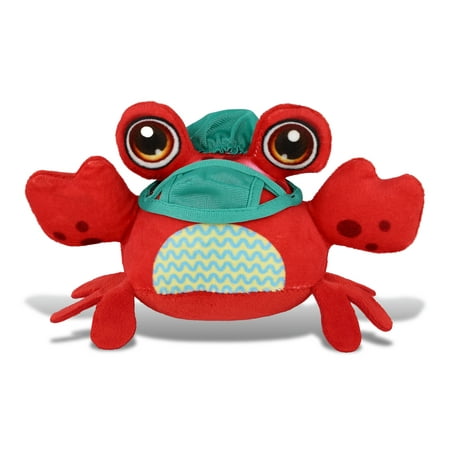 DolliBu Crab Doctor Plush Buddies Toy - Super Soft Crab Doctor Stuffed Animal Dress Up with Cute Scrub Cap and Face Mask Outfit - Fluffy Doctor Toy Plush Gift - 8 Inches